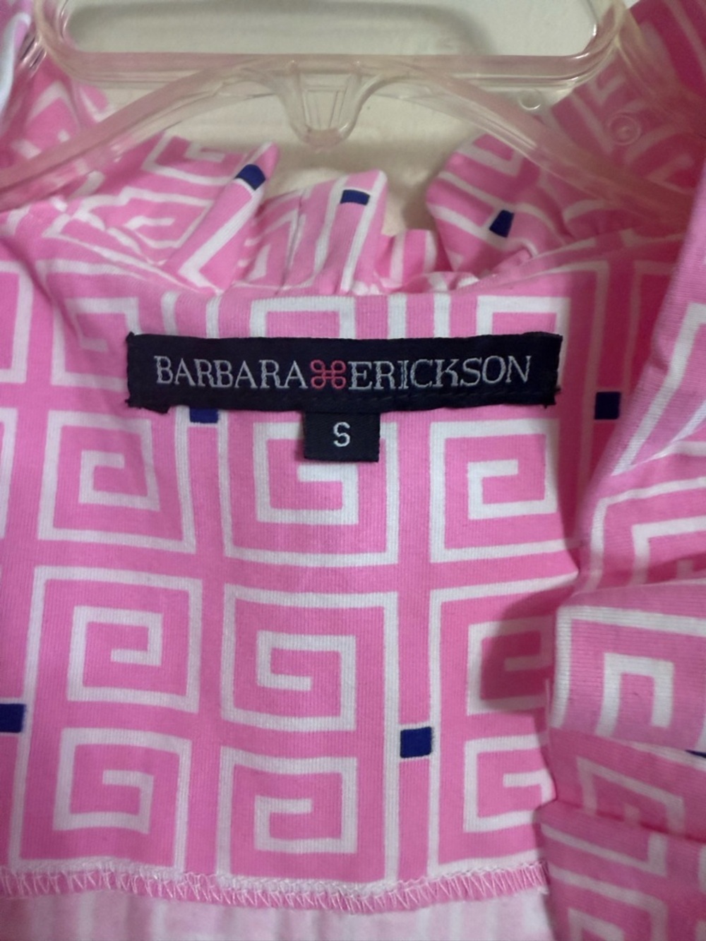 Barbara Erickson Womens S Ruffle V Neck Sleeveless Pink Blue Dress Resort Beach - Picture 3 of 4
